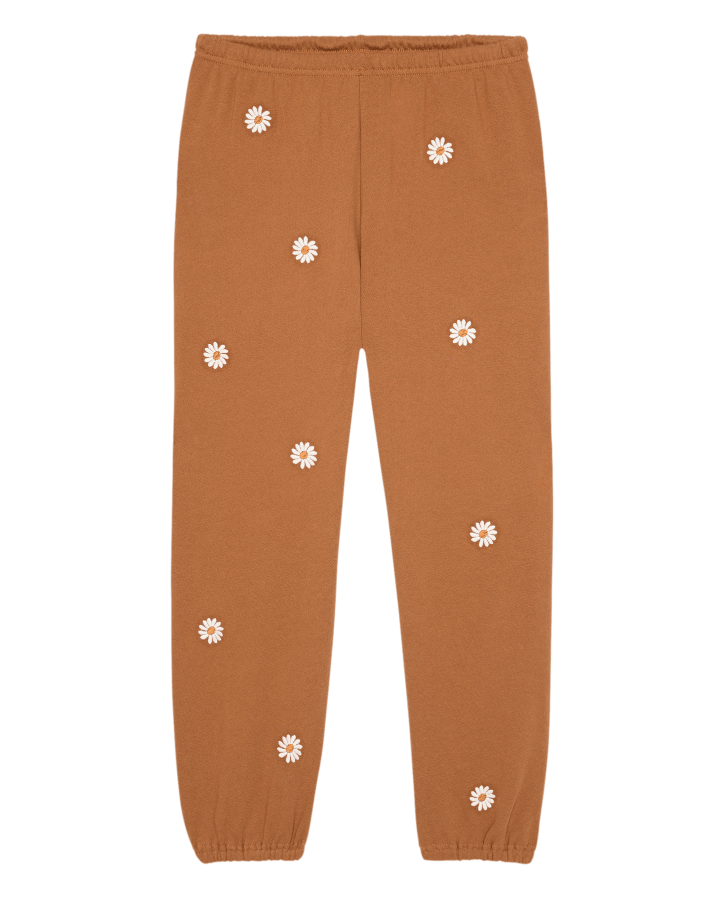 The Stadium Sweatpant W/ Floating Daisy Embroidery. -- Suntan