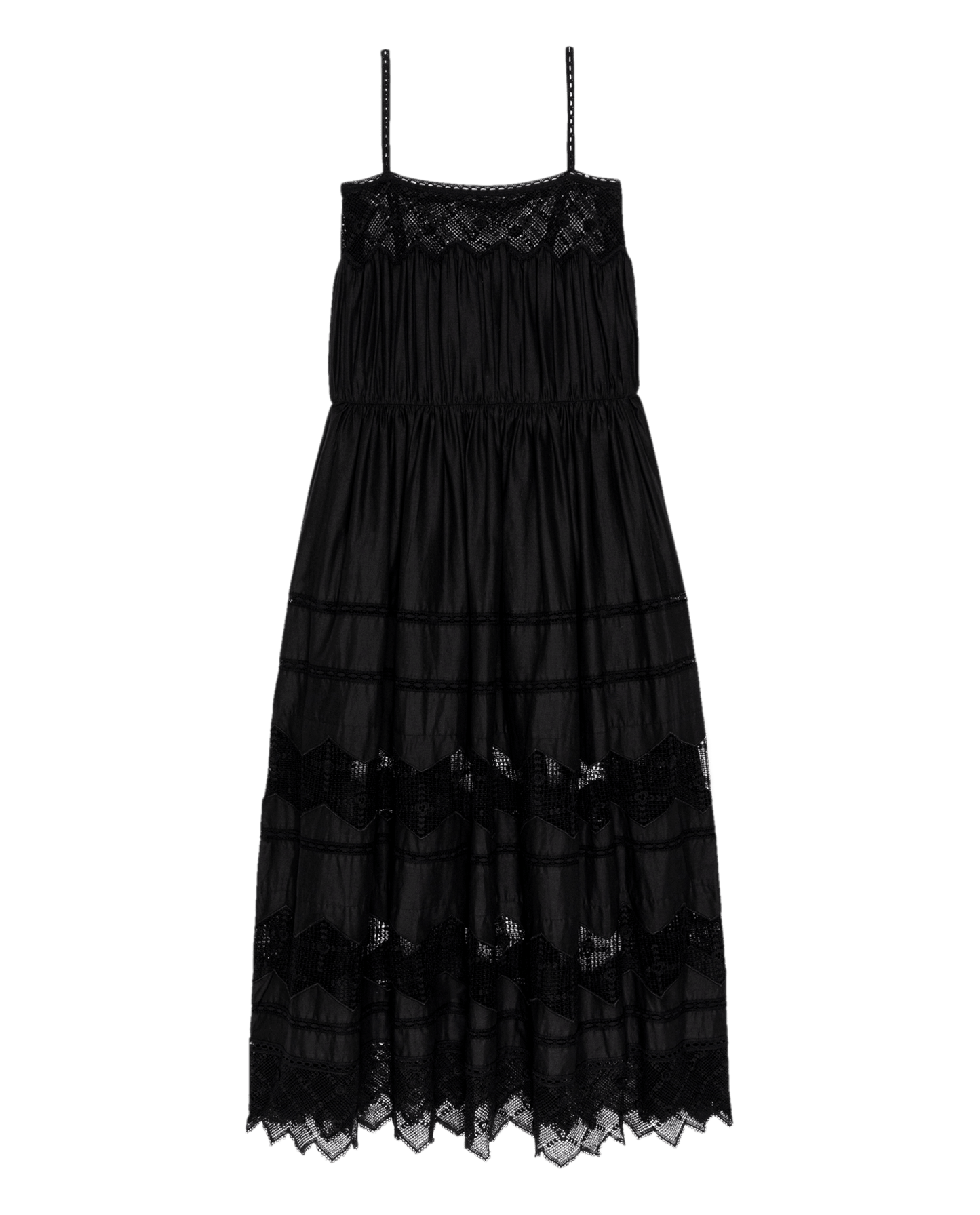 The Rosette Crochet Dress. -- Black