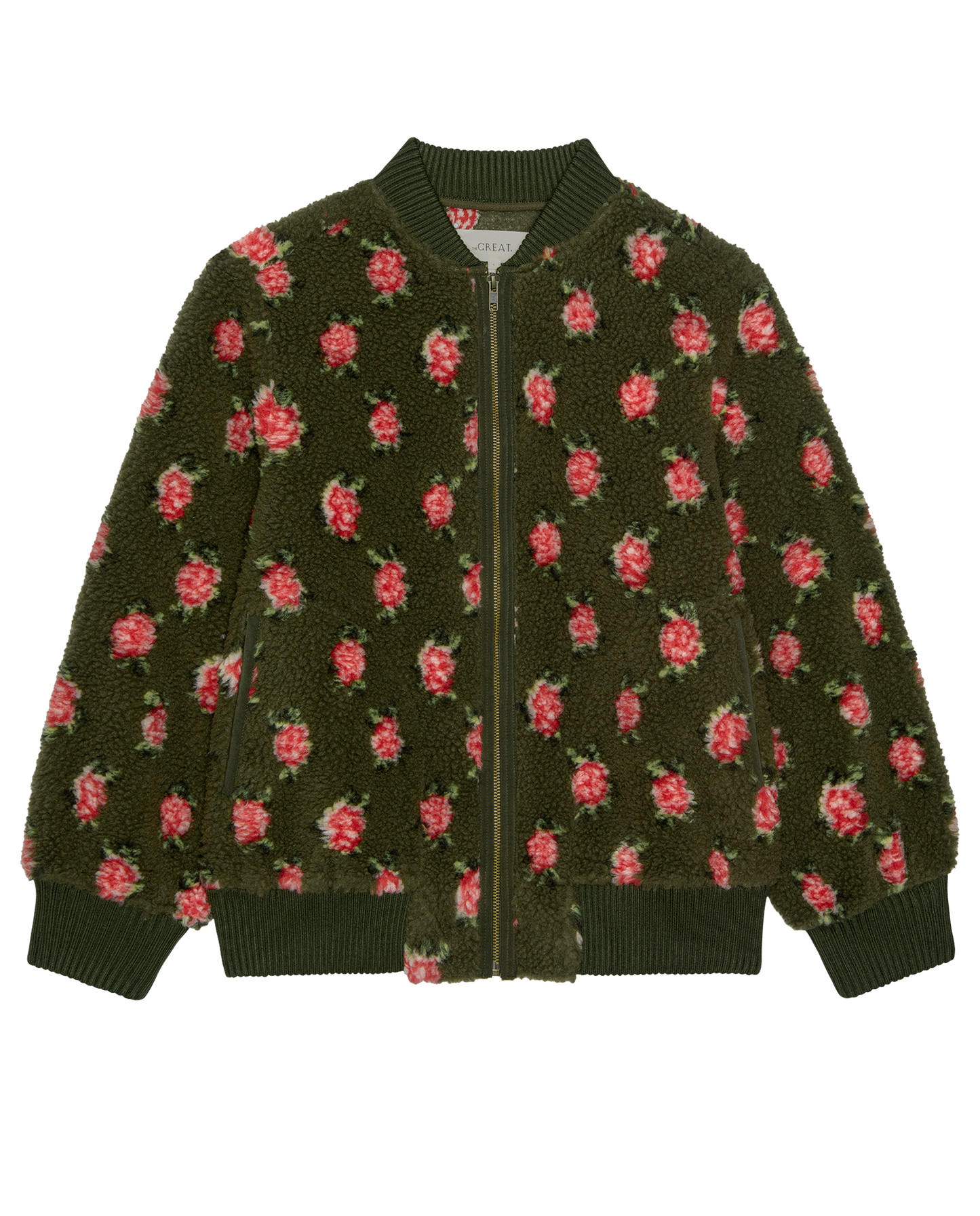 The Zip Front Plush Bomber. -- Woodland Green