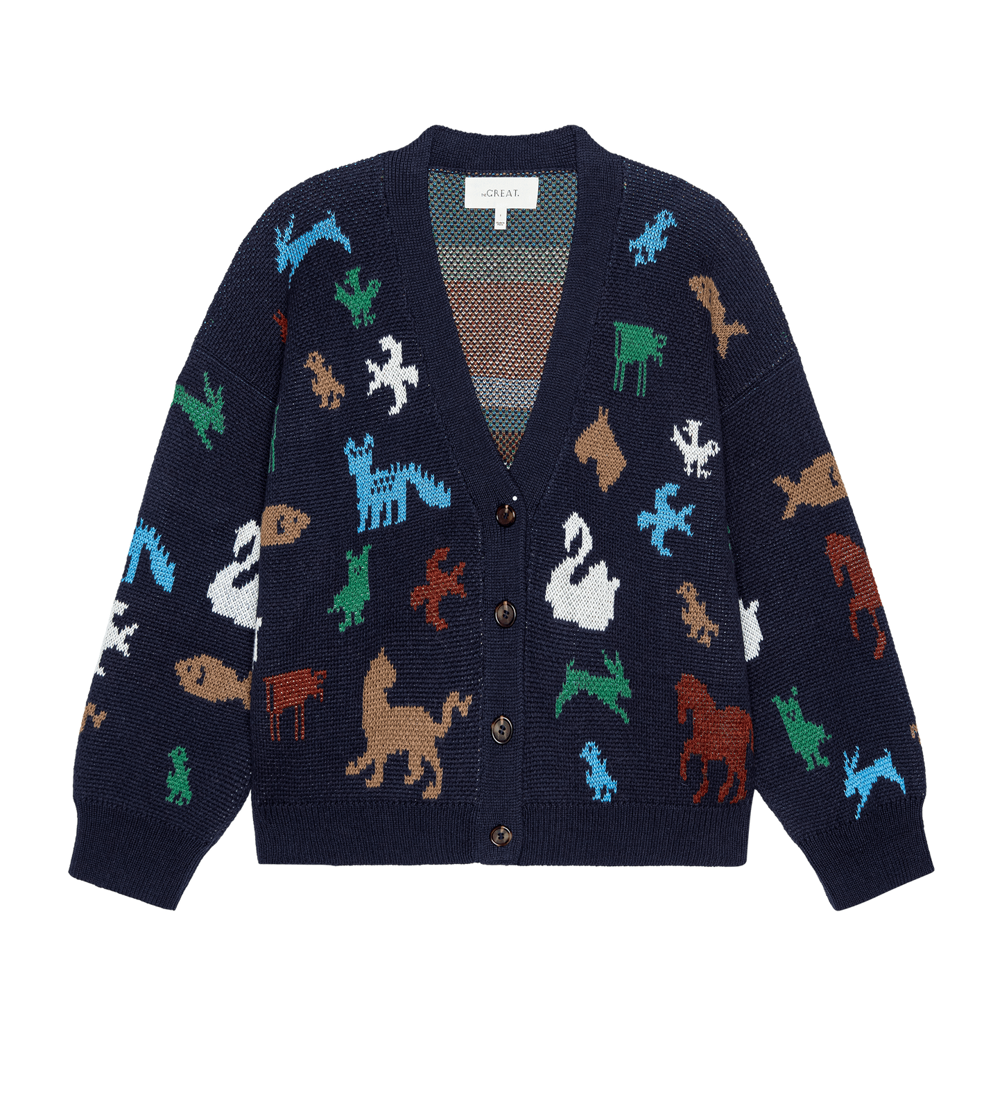 The Pictograph Slouch Cardigan. -- Navy