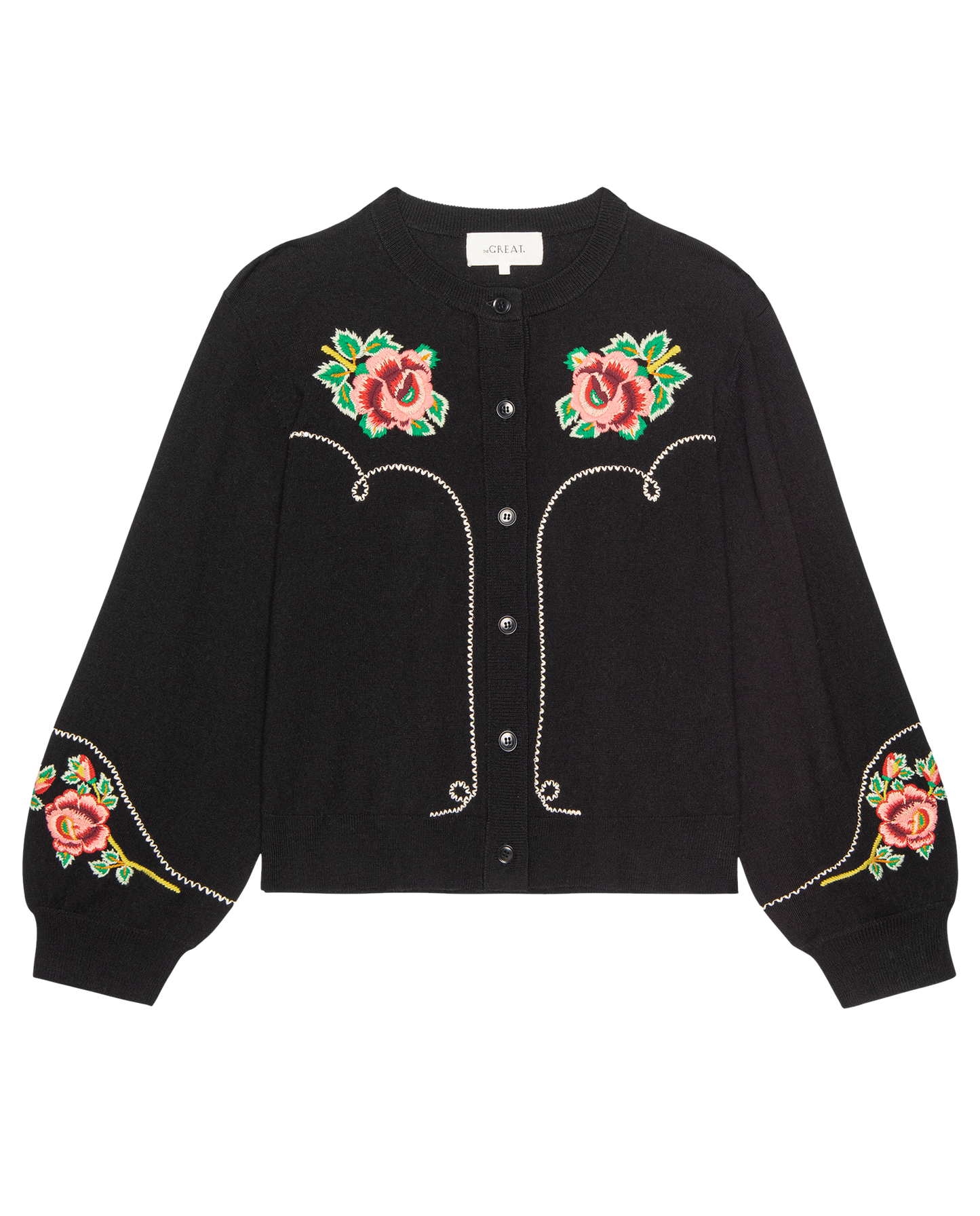 The Heirloom Rose Western Cardigan. -- Black