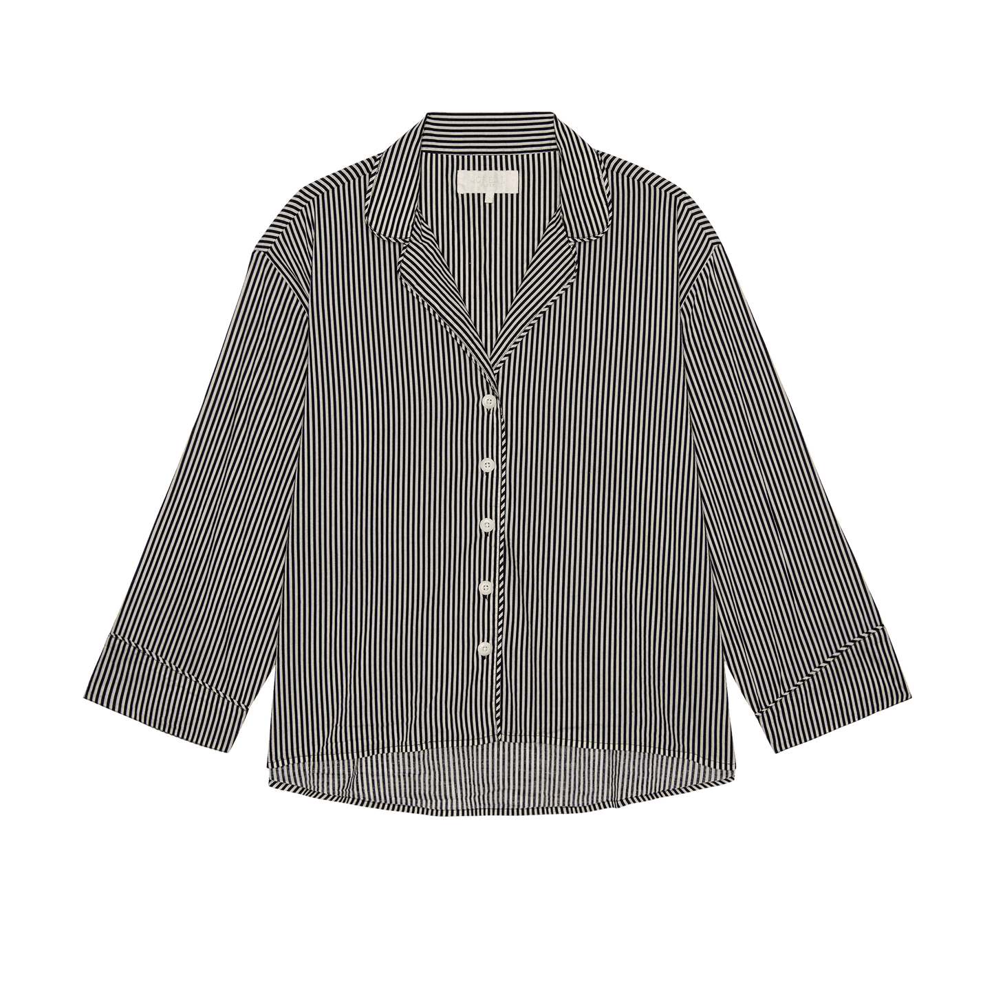 The Pajama Shirt. -- Black and Cream Crew Stripe