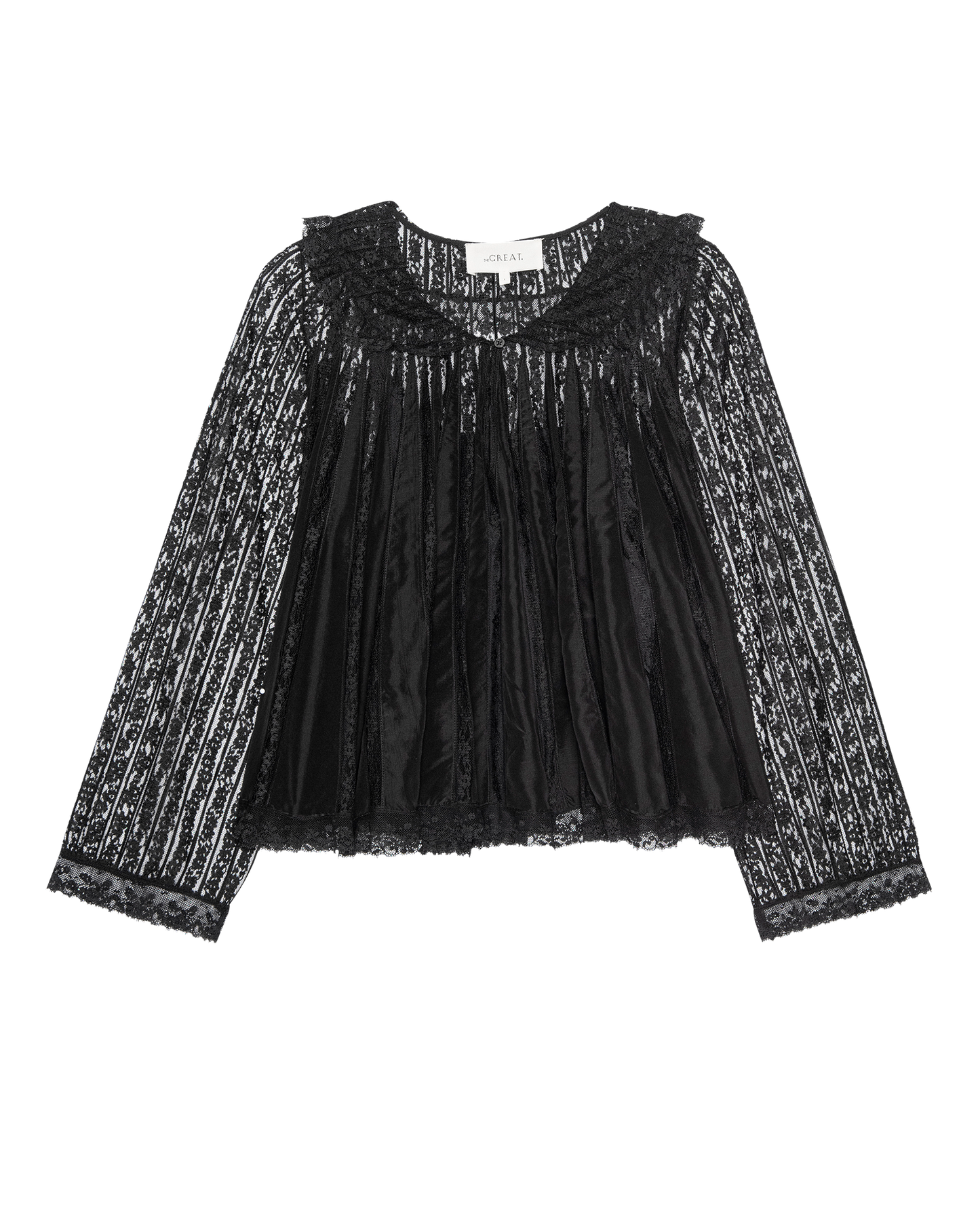 The Keepsake Lace Collared Top. -- Black