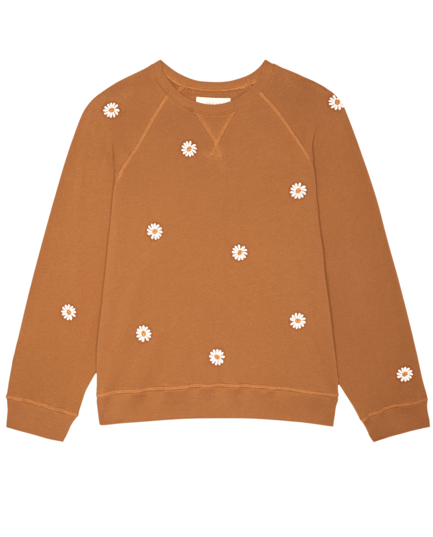 The Slouch Sweatshirt W/ Floating Daisy Embroidery. -- Suntan
