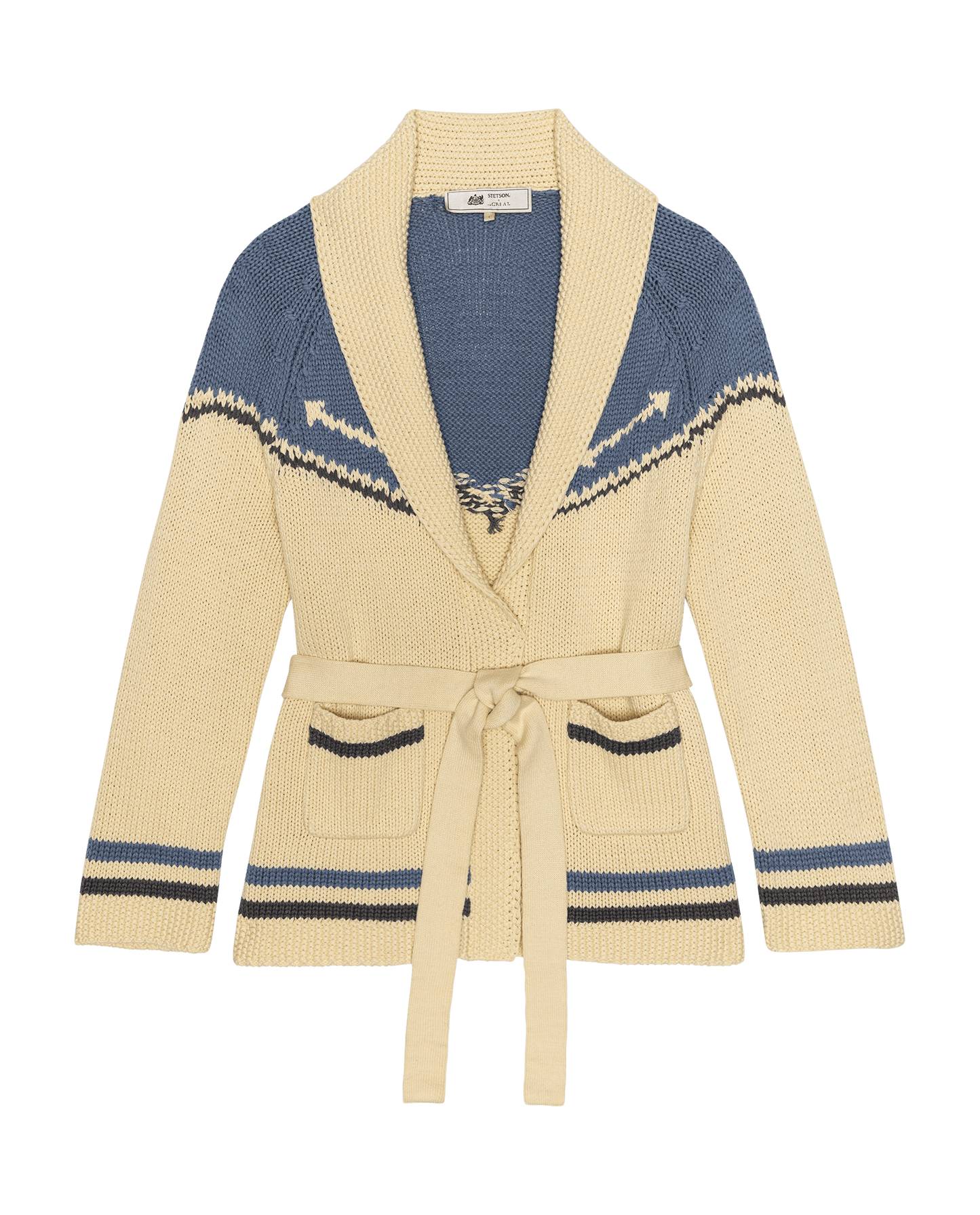 The Western Riding Cardigan Sweater. -- Robin Blue