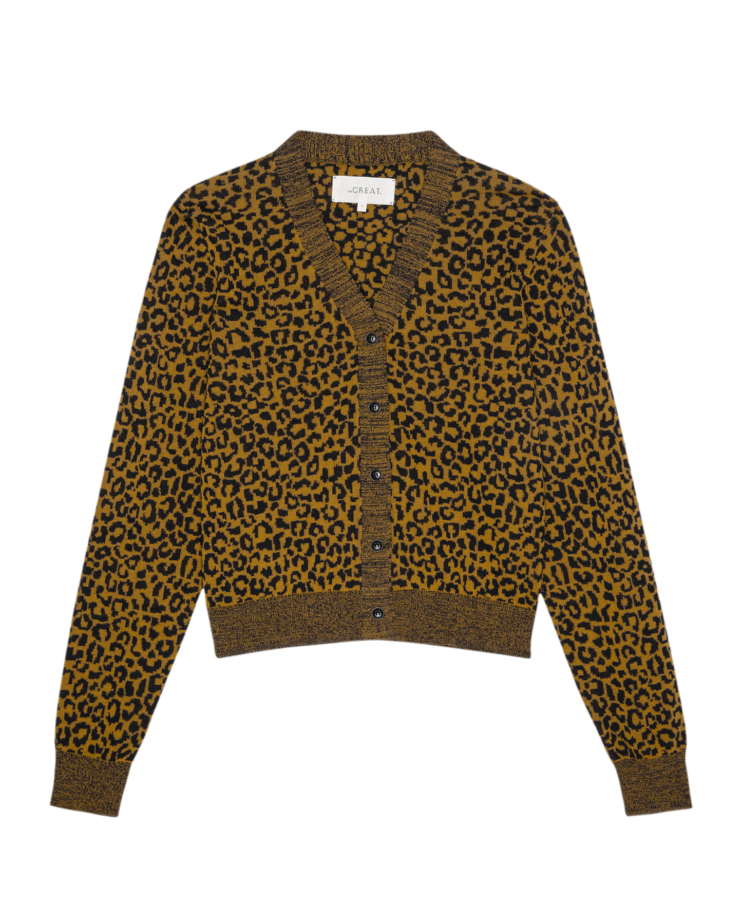 The Shrunken V Neck Cardigan. -- Leopard