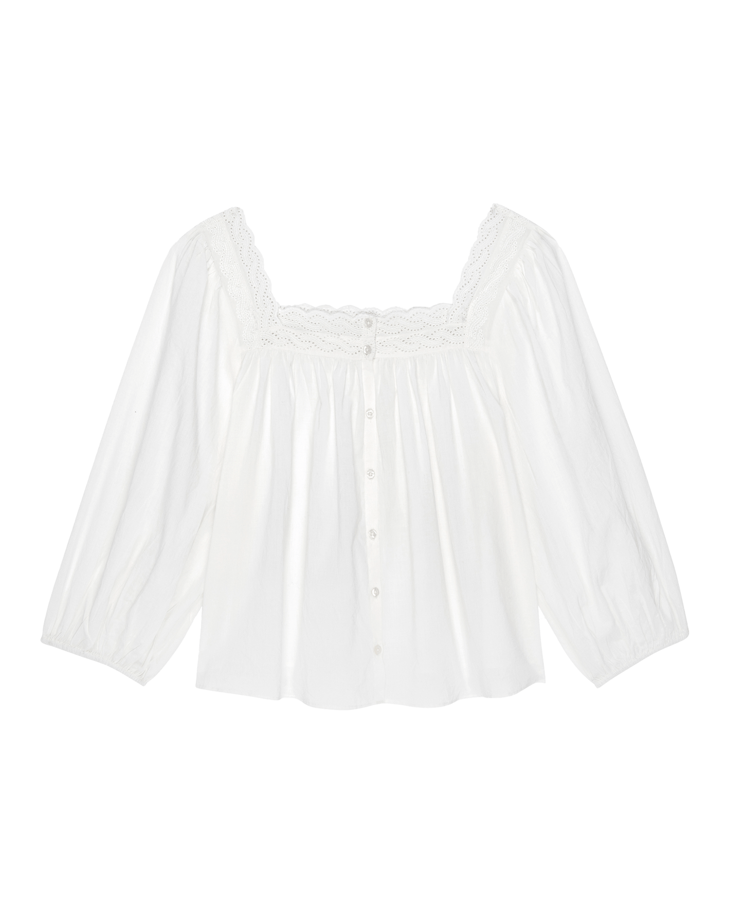 The Eyelet Button Sleep Top. -- True White