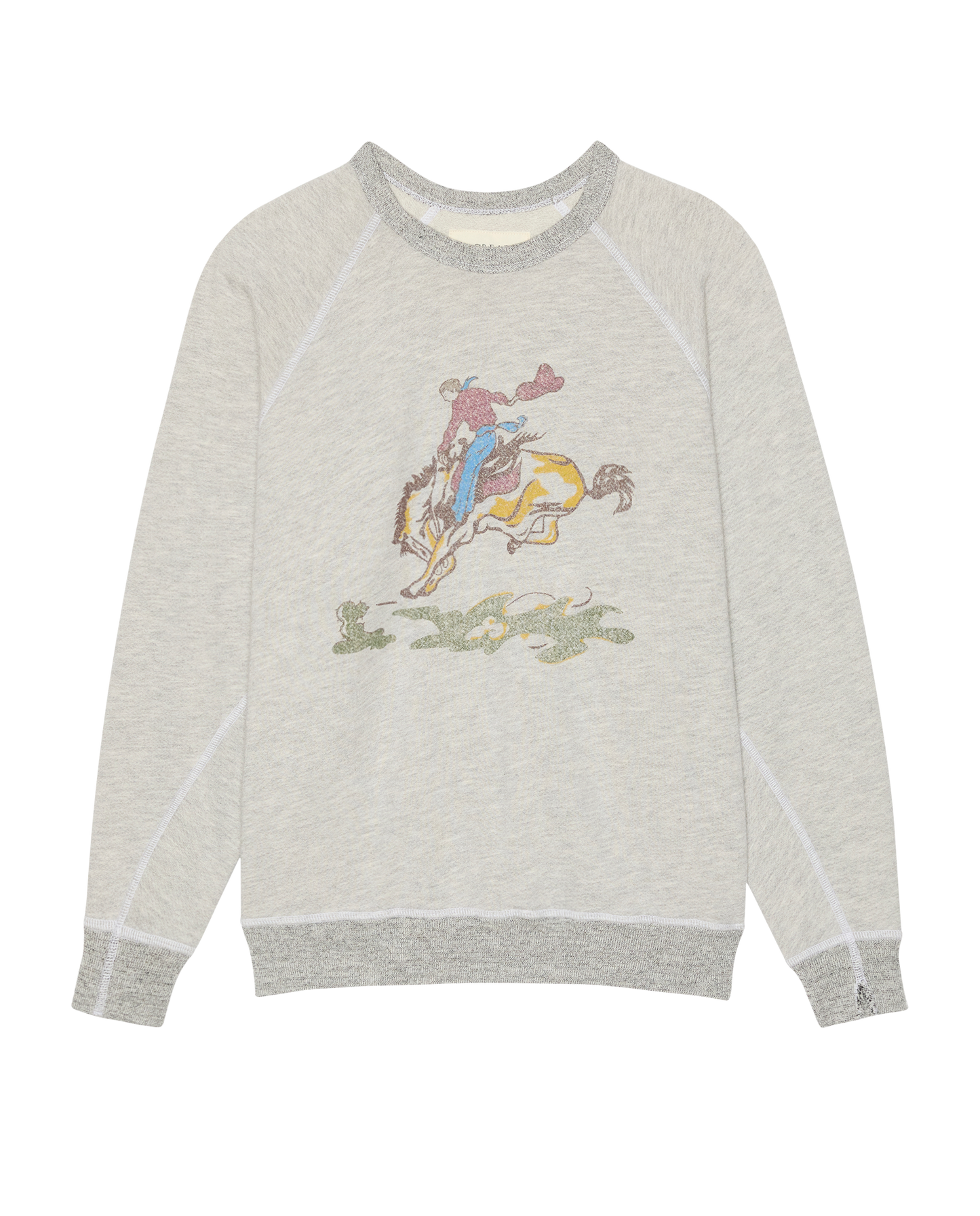 The College Sweatshirt w/ Rider Graphic. Novelty -- Soft Heather Grey