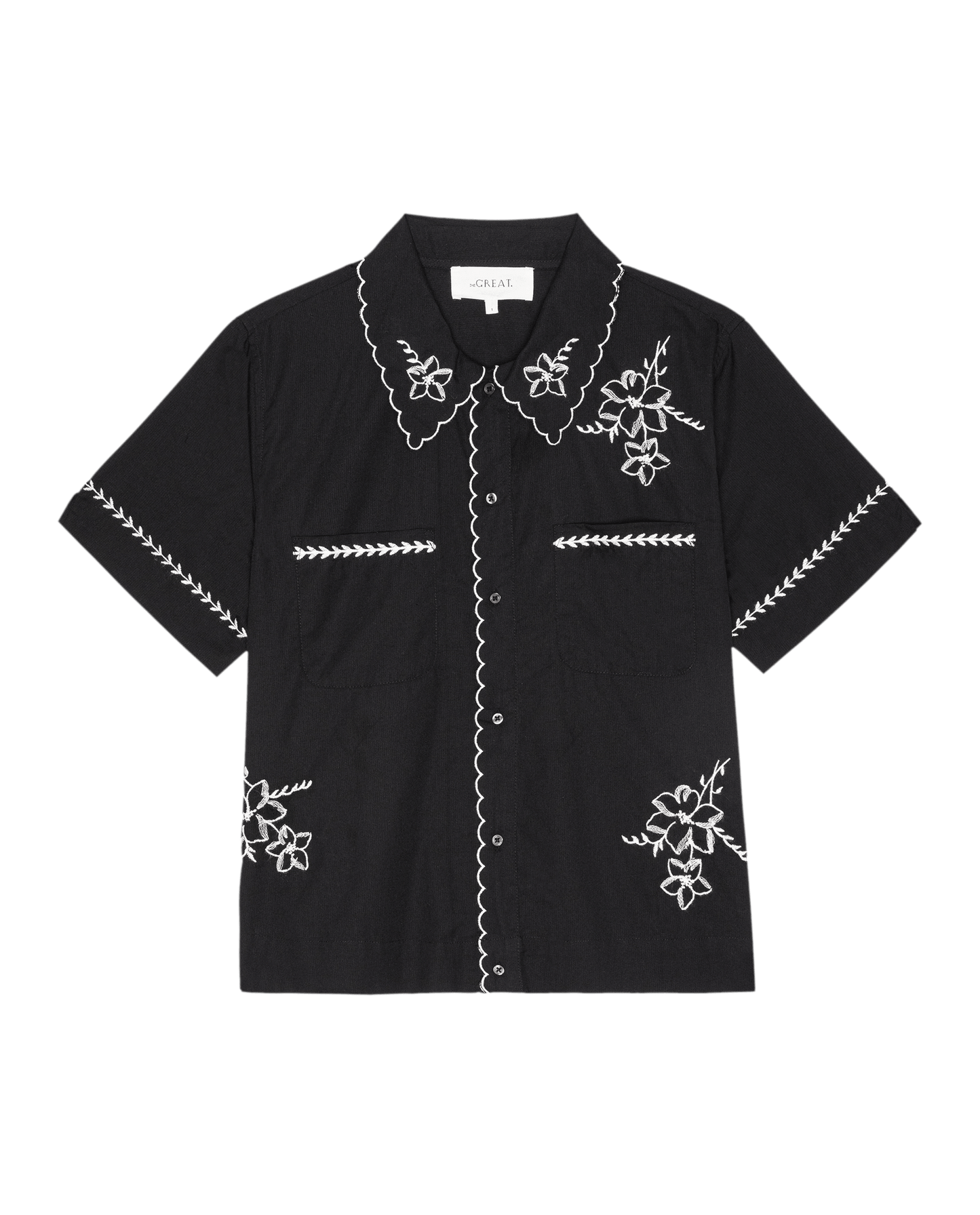 The Bowling Shirt W/ Hanky Embroidery. -- Black