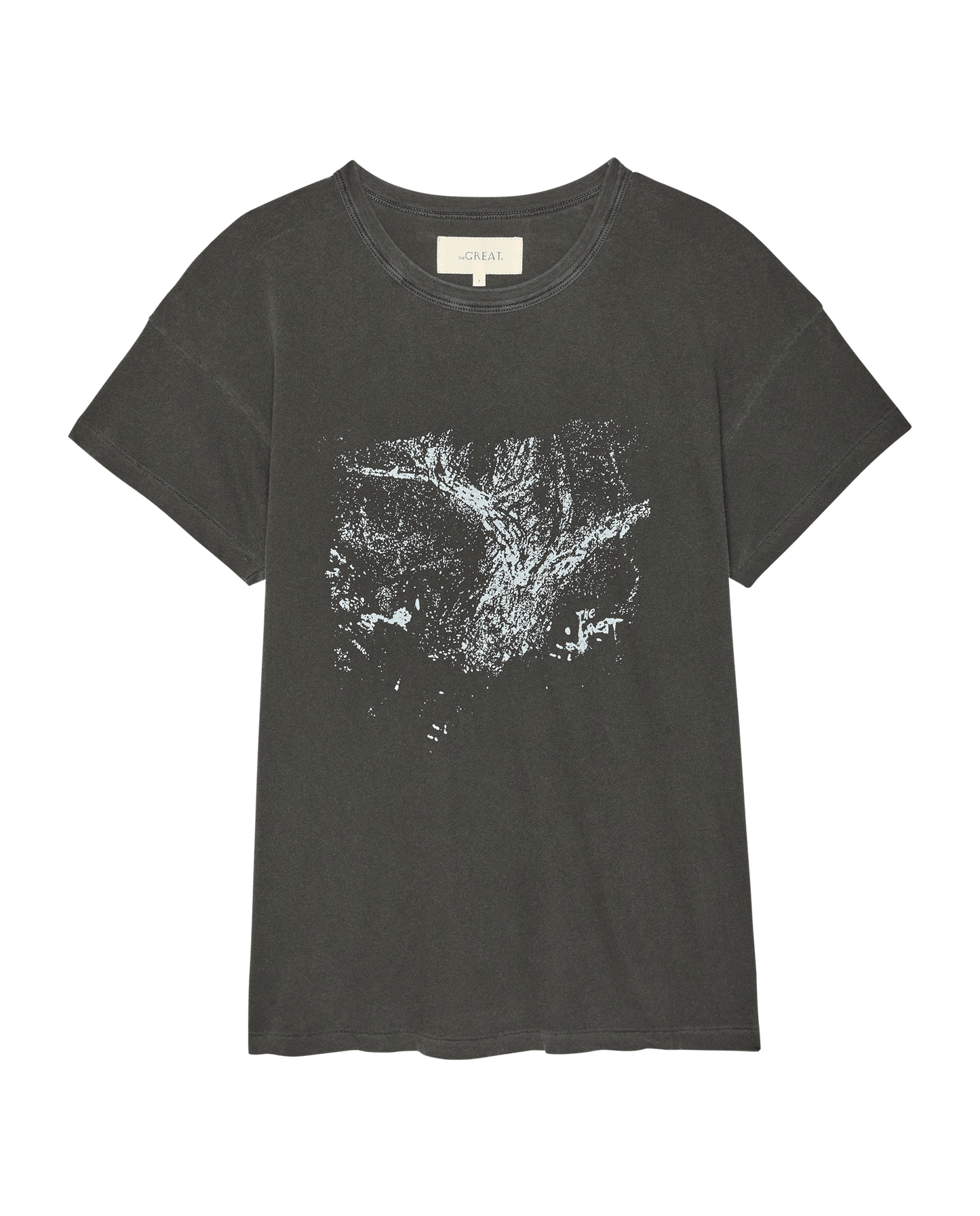 The Boxy Crew W/ Shadow Oak Graphic. -- Washed Black
