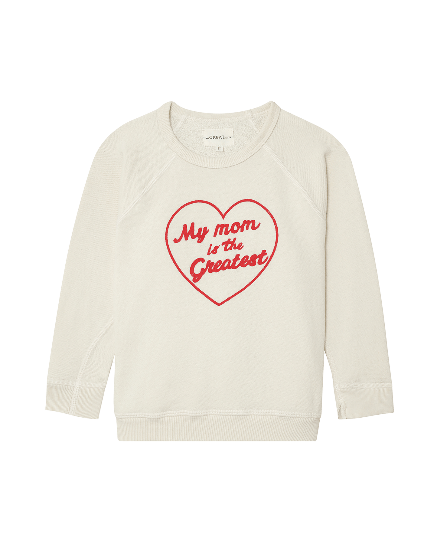 The Little College Sweatshirt. Novelty -- Washed White My Mom Is est Graphic
