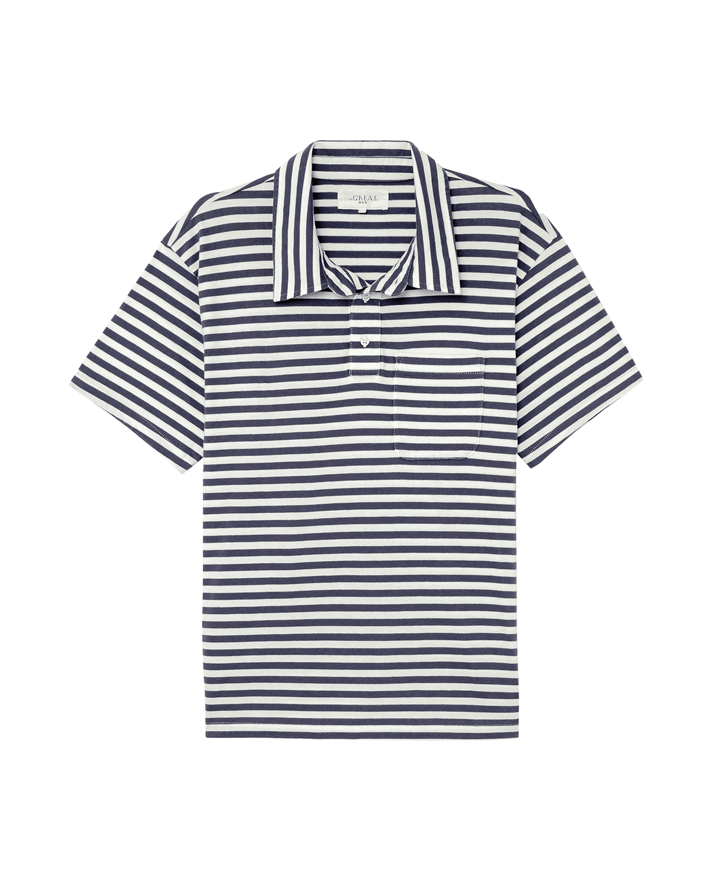 The Men's Lacrosse Polo. -- Vintage Blue Stripe