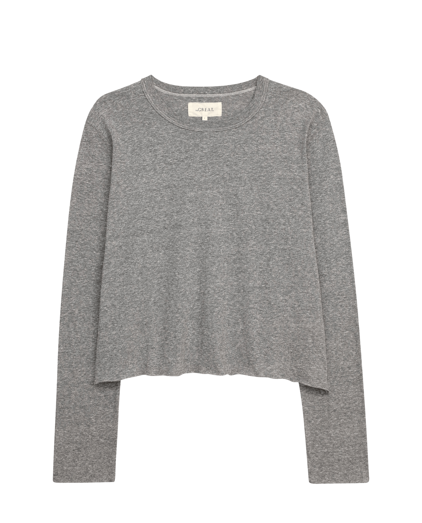 The Long Sleeve Crop Tee. -- Heather Grey