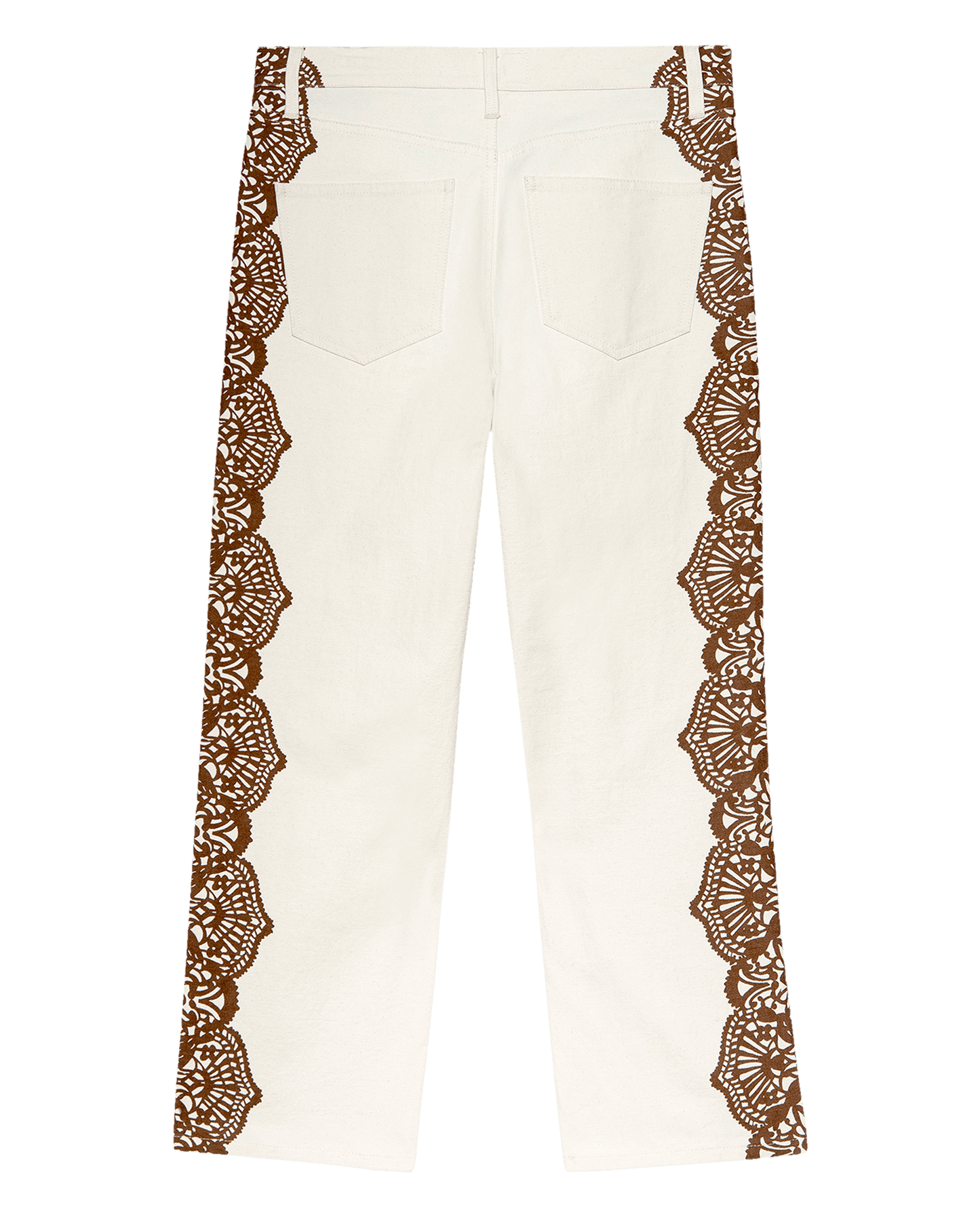 The Lace Print Wayne Jean. -- Cream with Brown