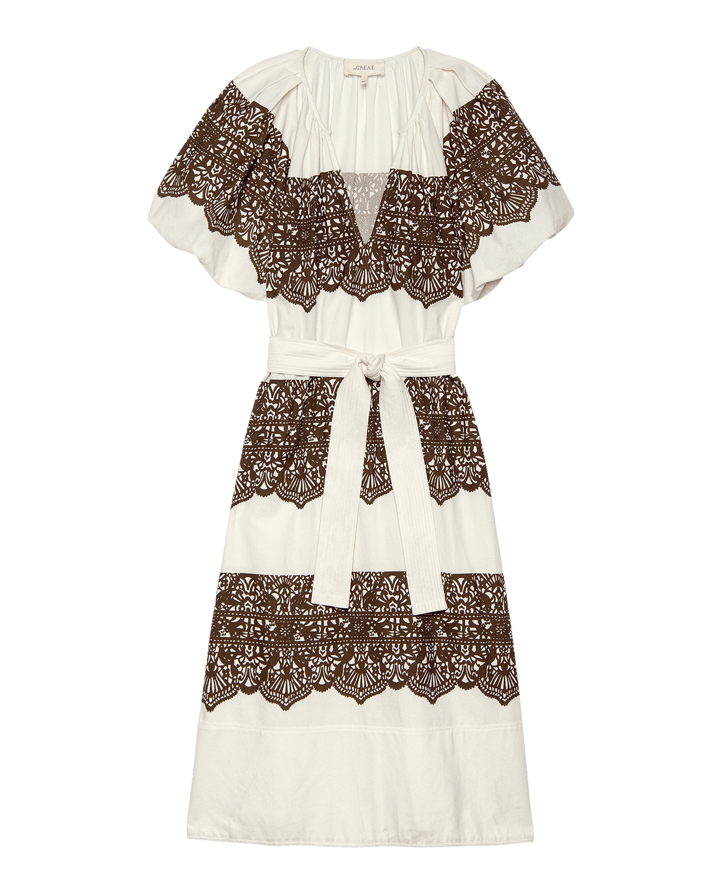 The Fairground Dress. -- Cream With Western Lace Print