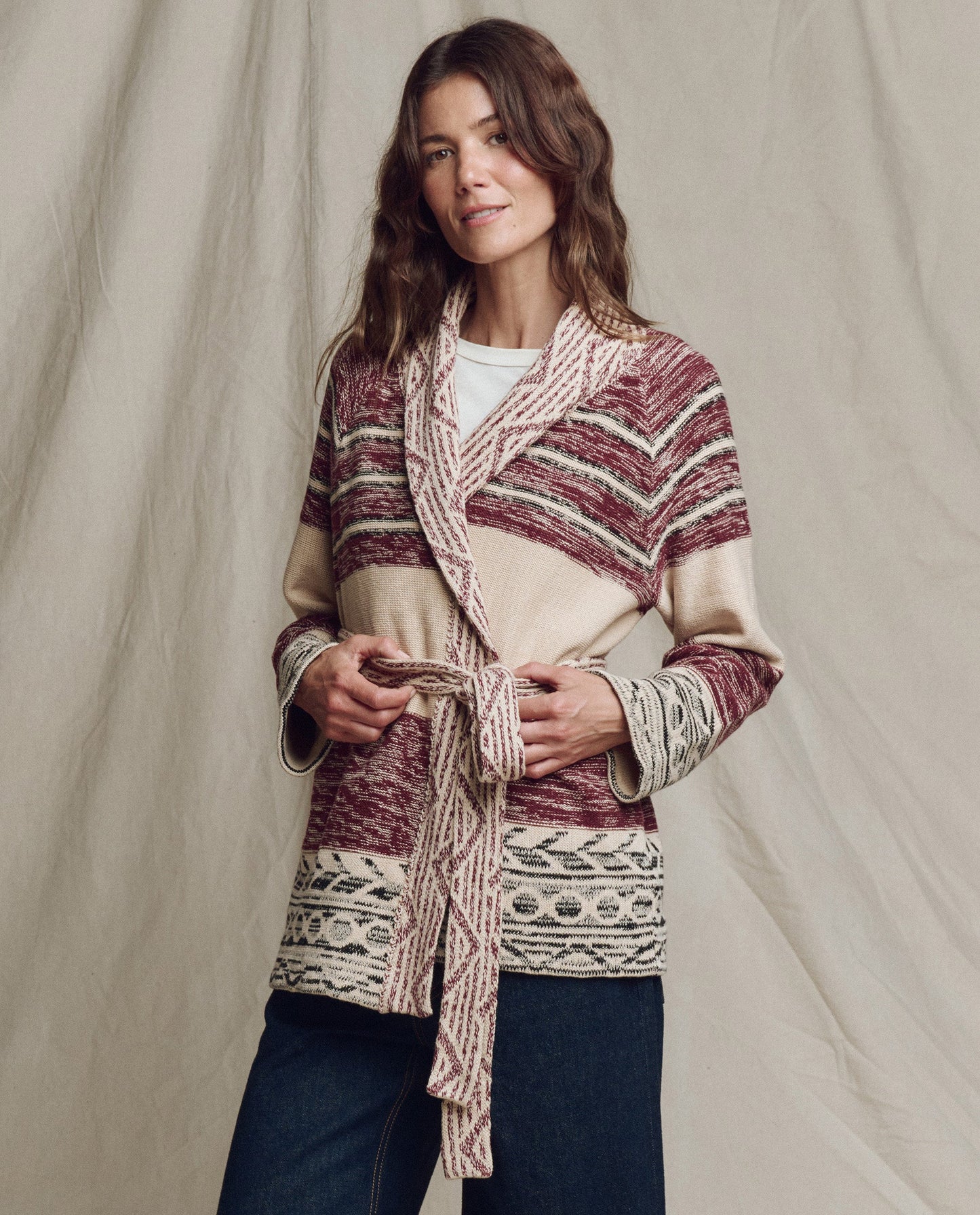 The Riding Cardigan. -- Rusted Red Multi