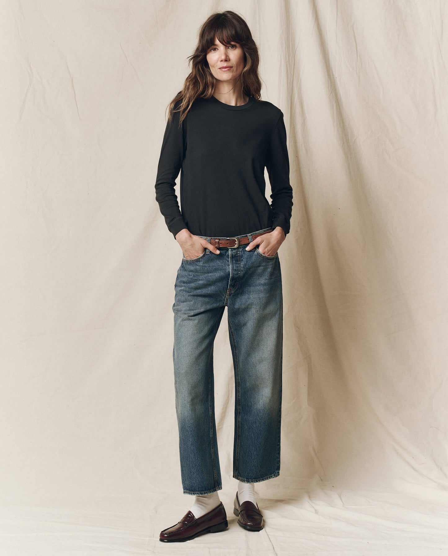 The Long Sleeve Slim Tee. Solid -- Almost Black