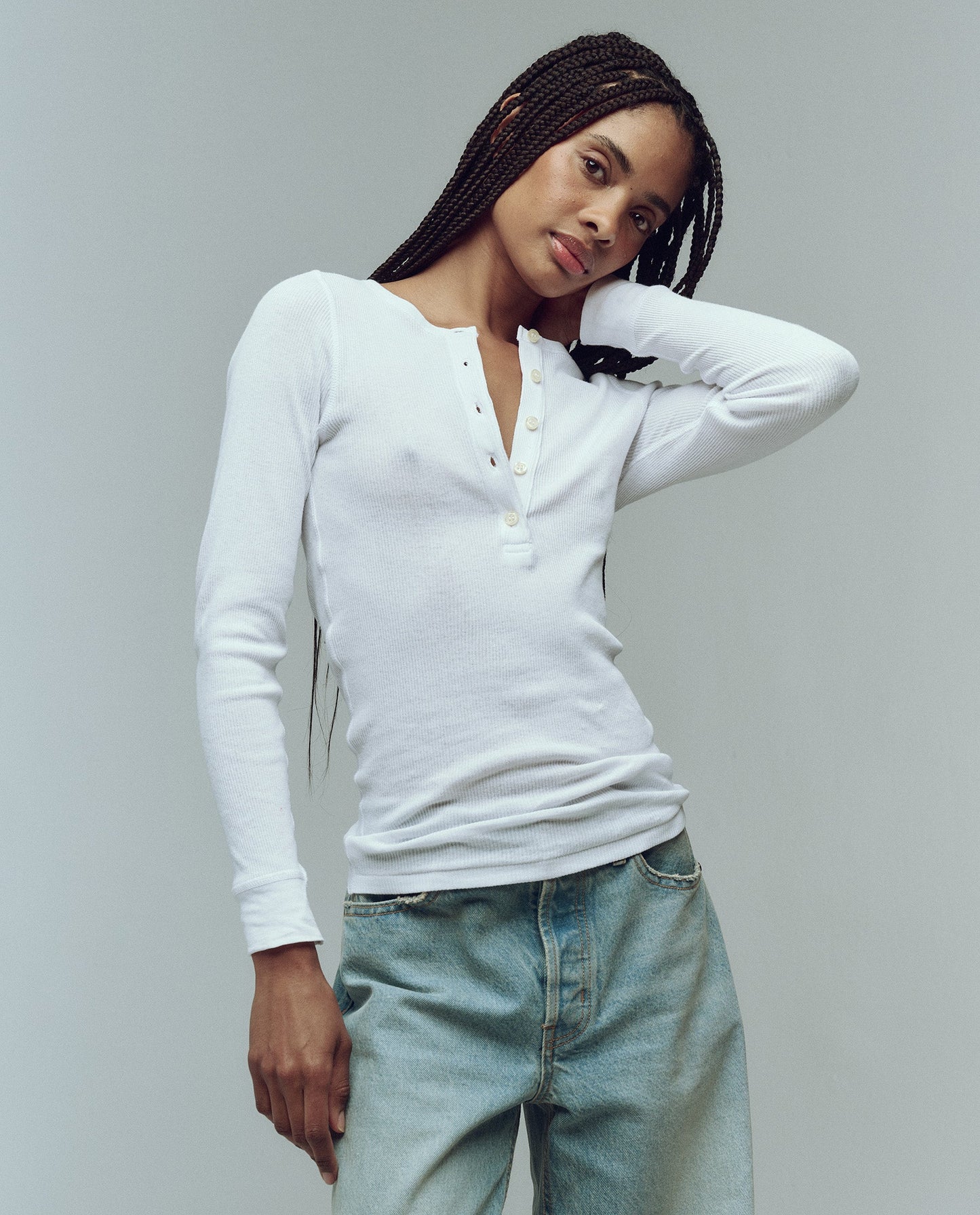 The Baby Rib Henley. -- True White