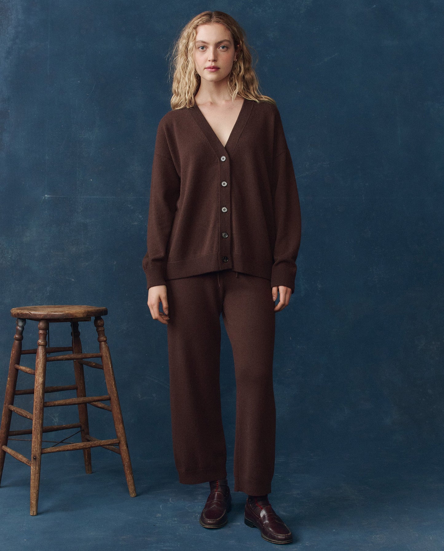 The Cashmere Slouch Cardigan. -- Chocolate