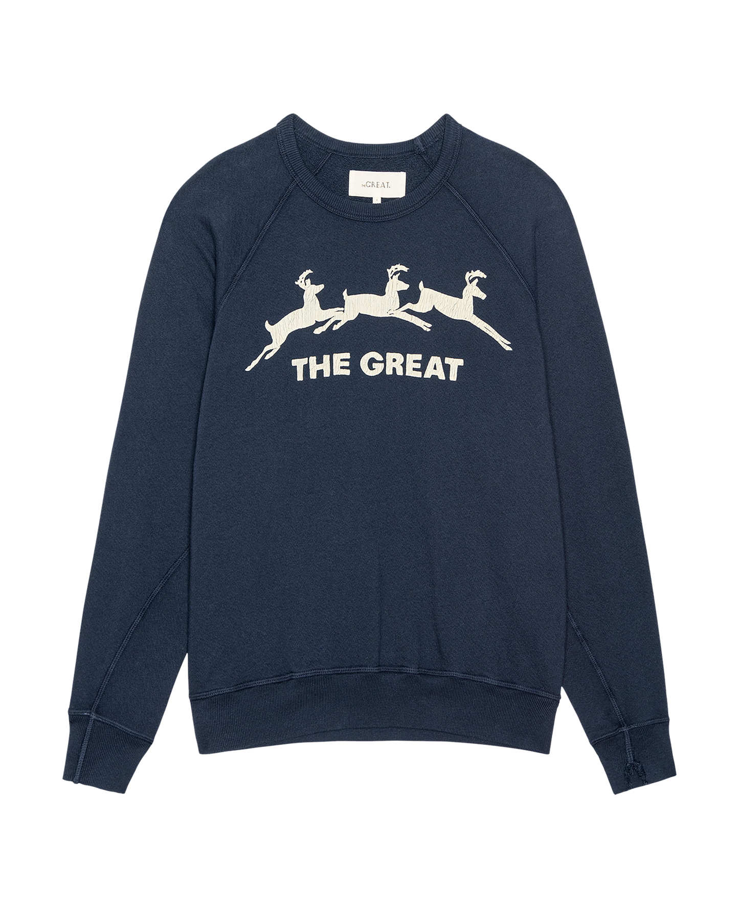 The Men's College Sweatshirt. Graphic -- Navy with Deer Graphic