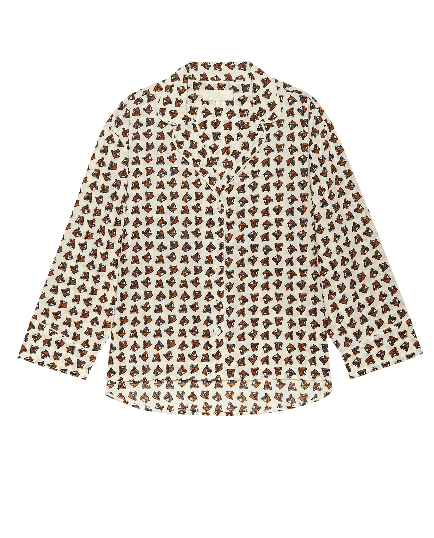 The Pajama Shirt. -- Cream Horse Medallion Print