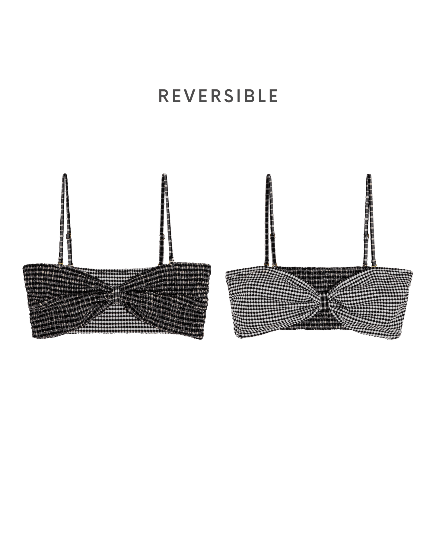 The Reversible Cinched Bandeau. -- Black And Cream Check