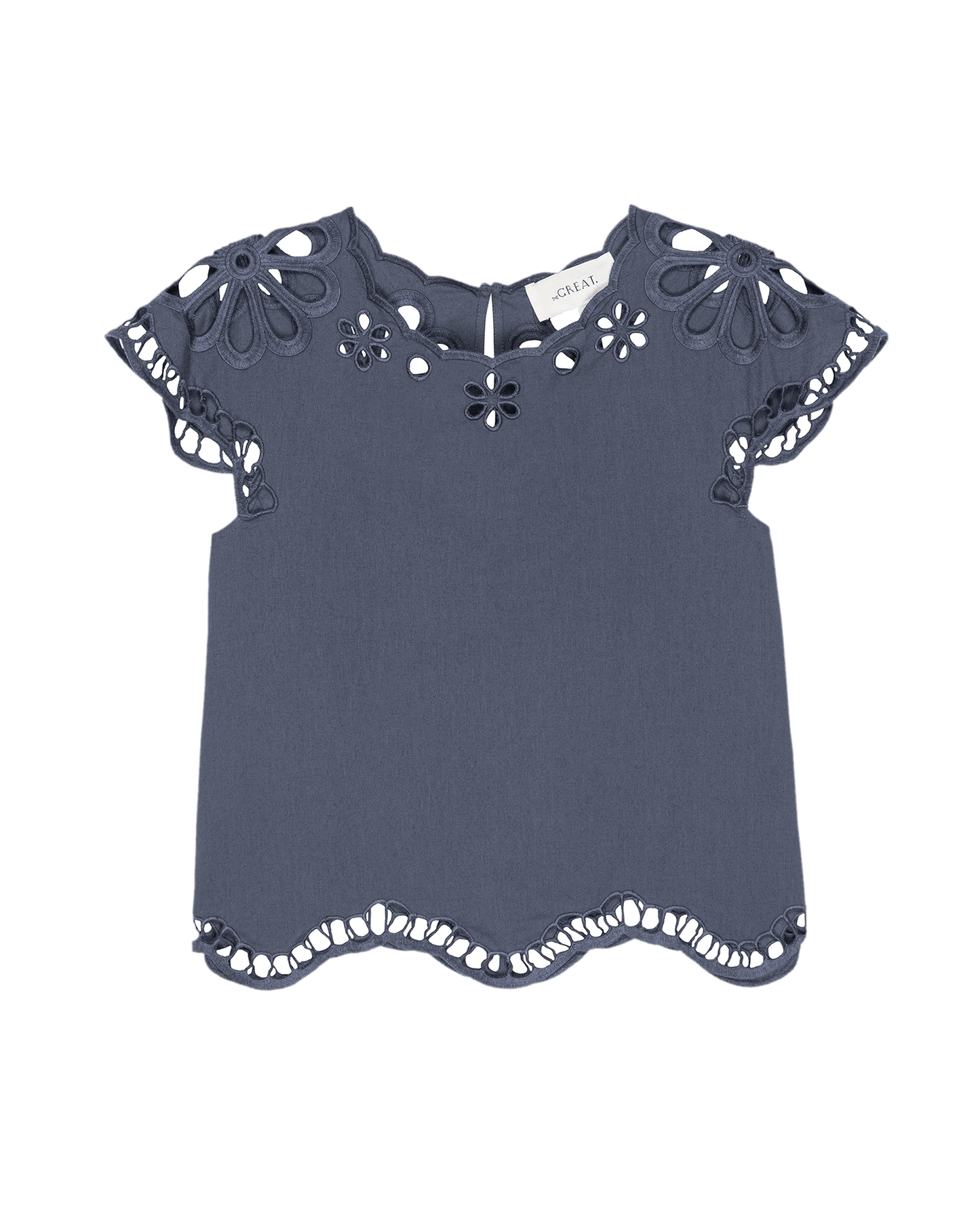 The Super Bloom Eyelet Top. -- Vintage Blue