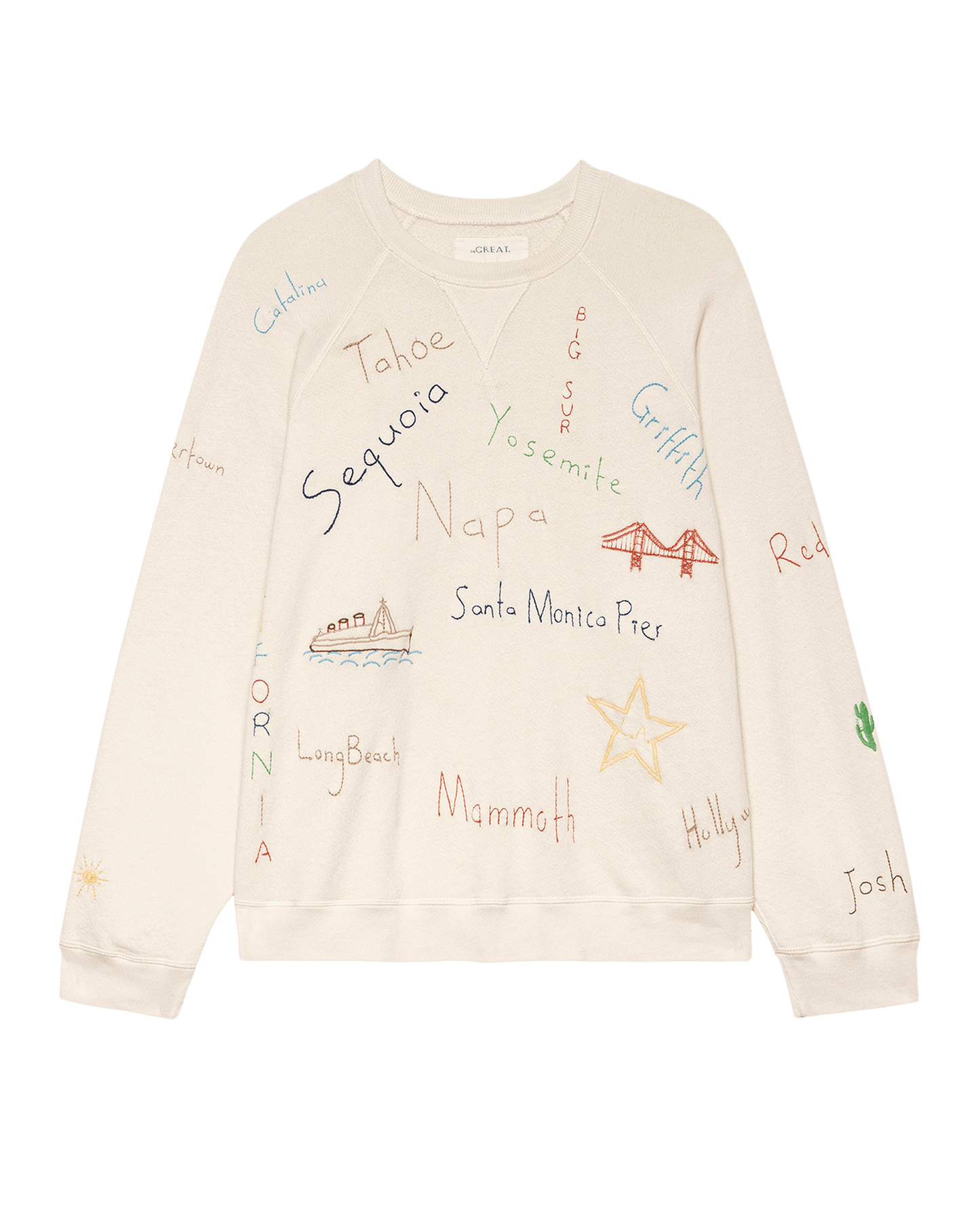 The Slouch Sweatshirt. Embroidered -- Washed White with Golden State Embroidery