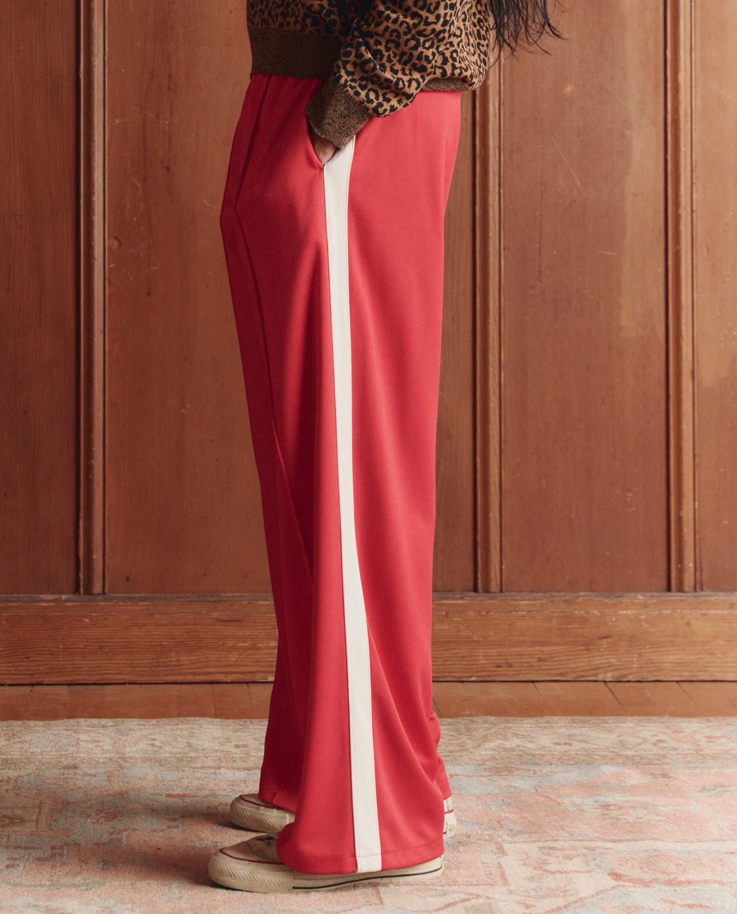 The Wide Leg Track Pant. -- Poppy Red