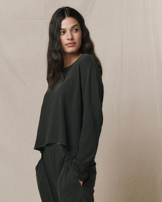 The Long Sleeve Crop Tee. -- Washed Black