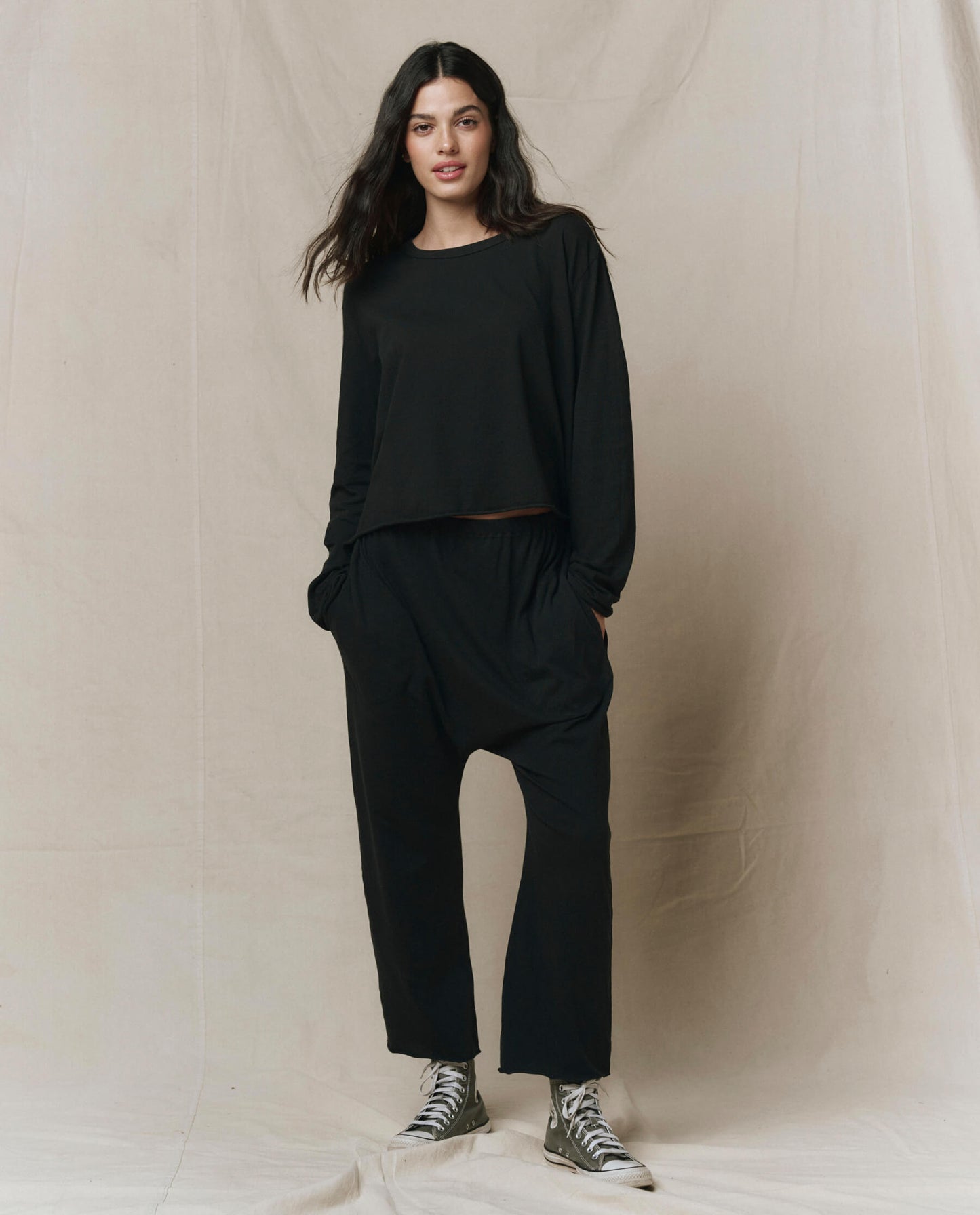 The Long Sleeve Crop Tee. -- Almost Black