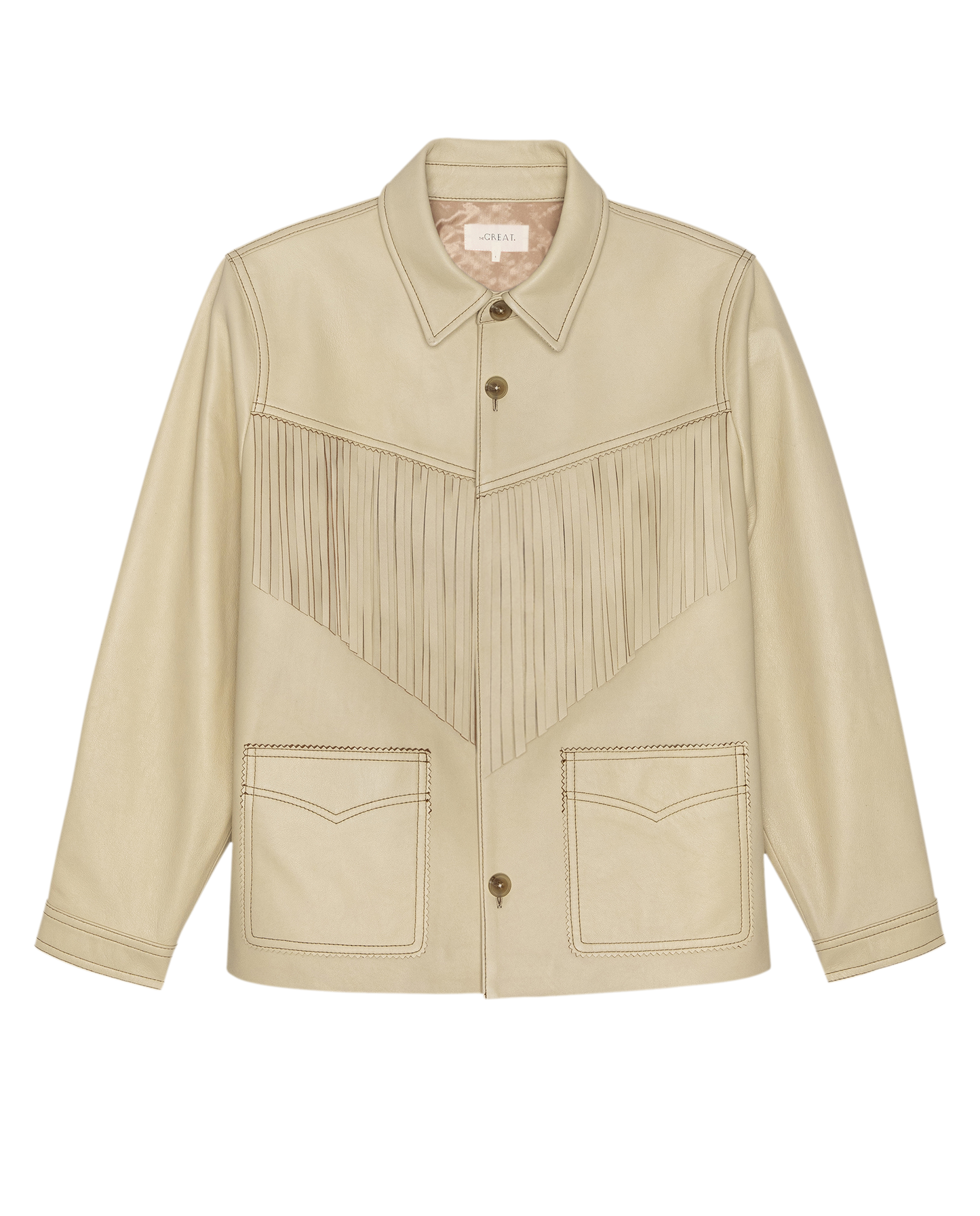 The Leather Fringe Jacket. -- Toasted Almond