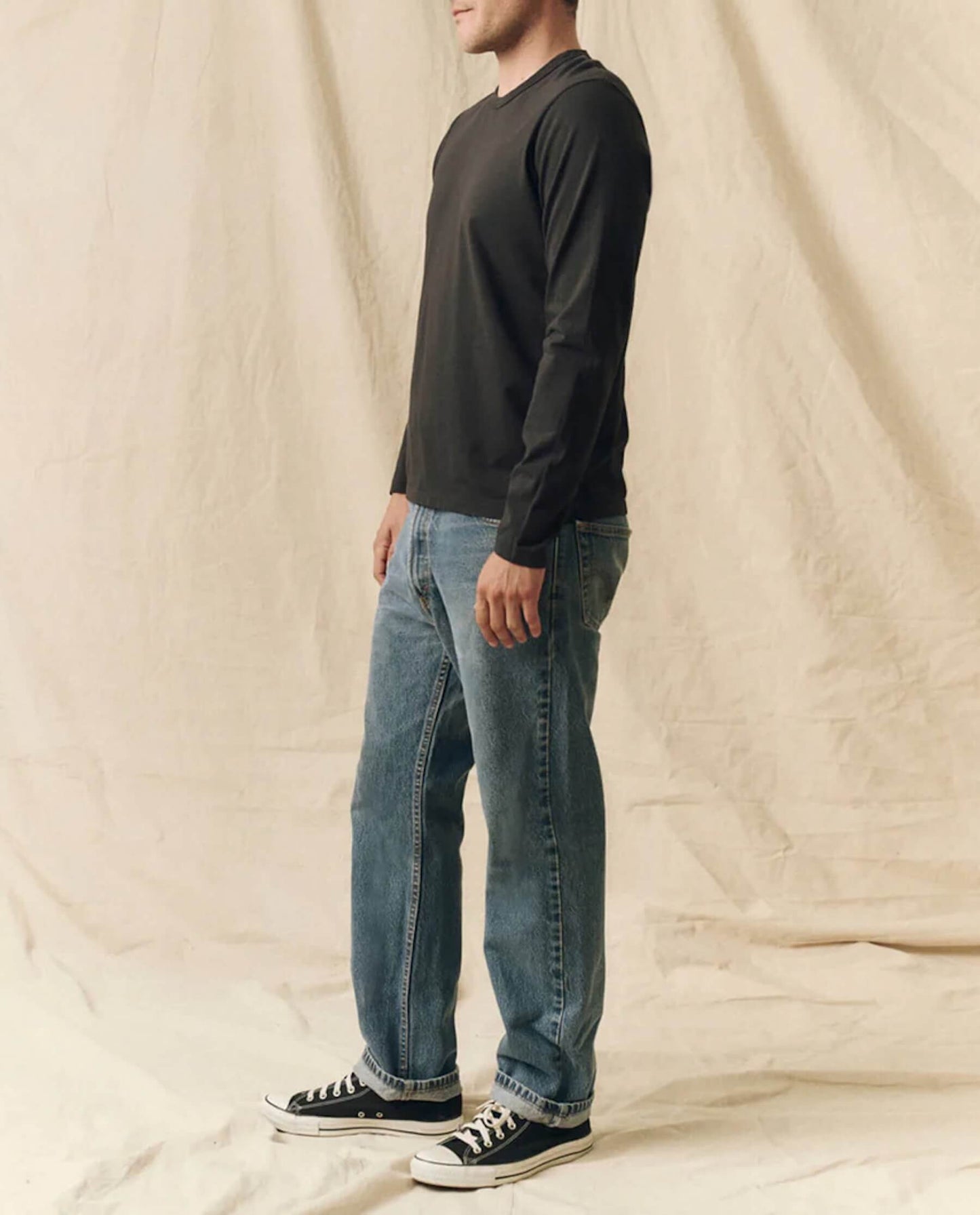 The Men's Pure Knits Long Sleeve Slim Crew. Solid -- Almost Black