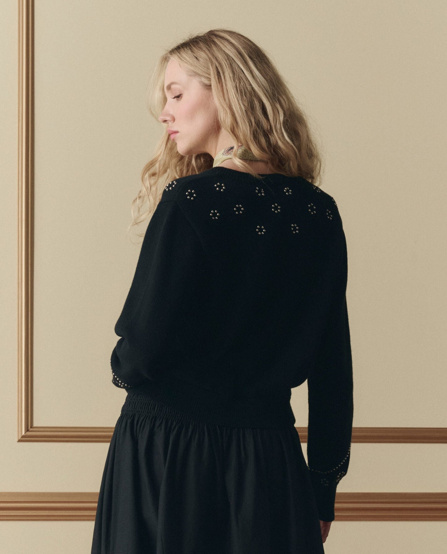 The Studded Cardigan. -- Black