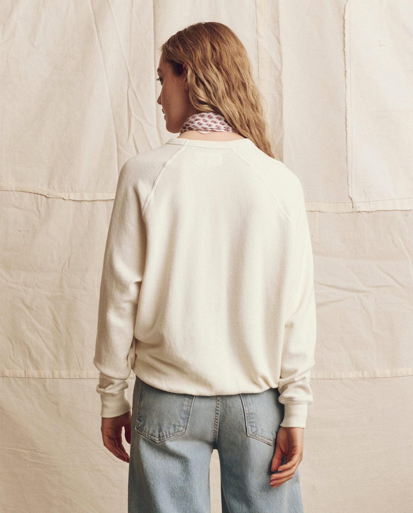 The College Sweatshirt. Novelty -- Washed White with Red Heart Graphic