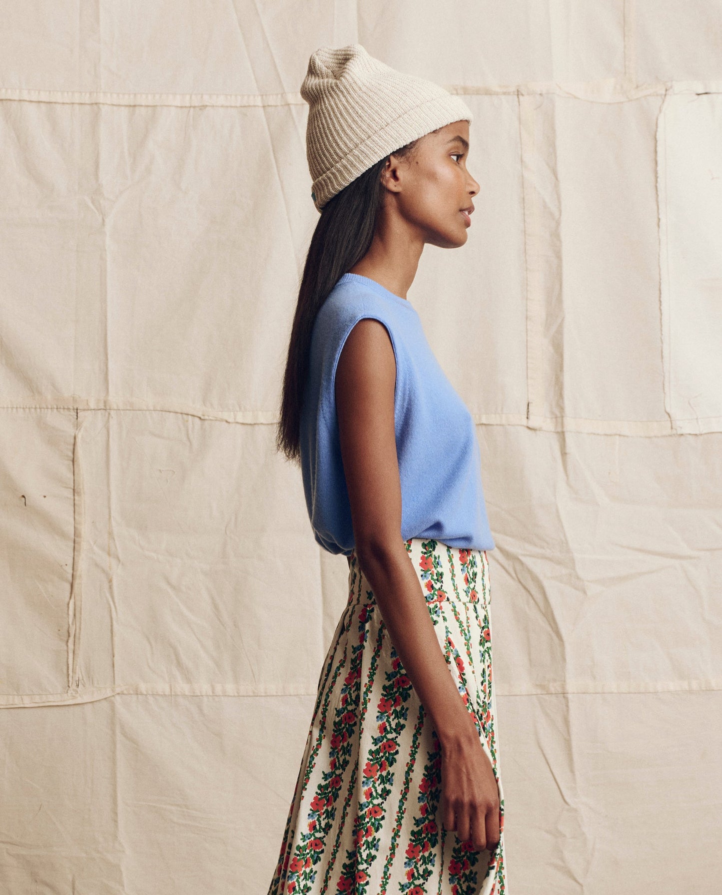 The Cashmere Pullover Vest. -- Soft Blue