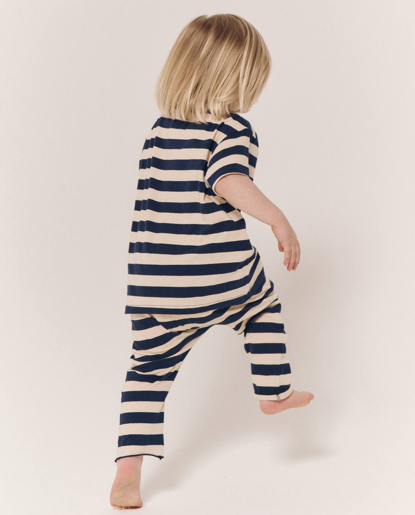 The Little Jersey Crop. Novelty -- Navy and Cream Scholar Stripe