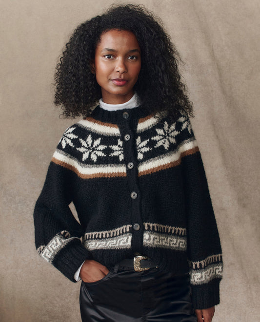 The Snowflake Ice Rink Cardigan. -- Black