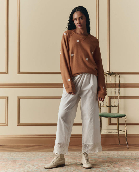 The Rosette Crochet Pant. -- Cream