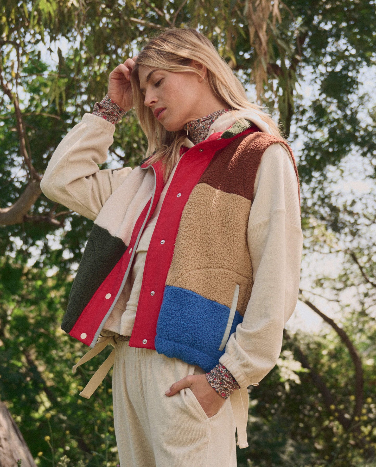 The Plush Color Block Sierra Vest. -- Canyon Multi