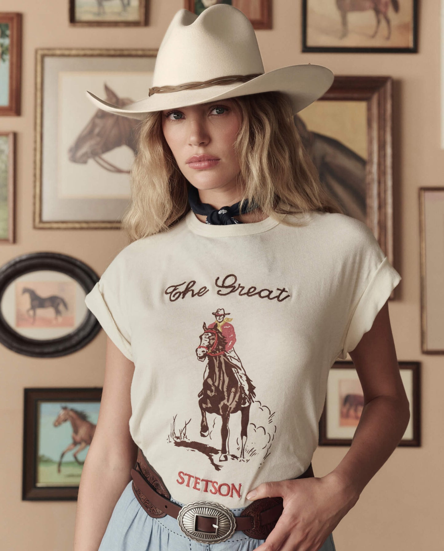 The Tooled Waist Belt. -- Brown With Silver