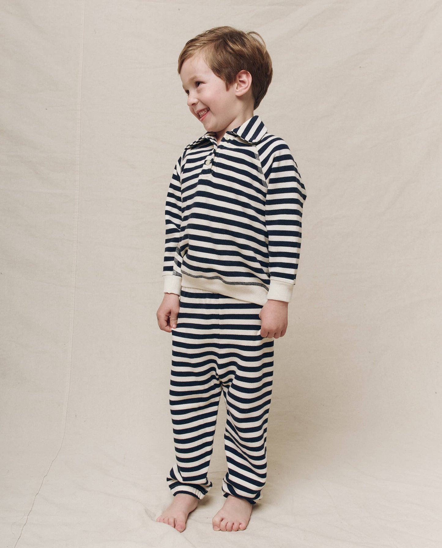 The Little Stadium Sweatpant. Novelty -- Navy Sailor Stripe