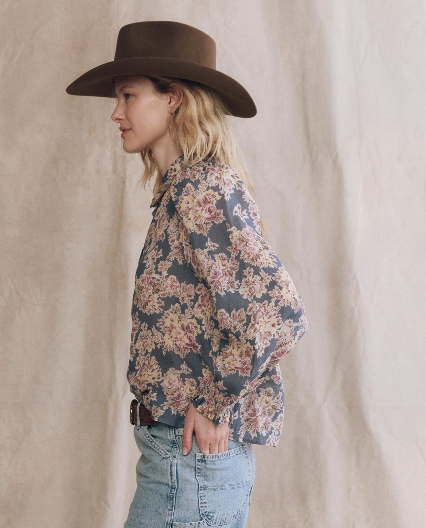 The Hemingway Top. -- Indigo Floral