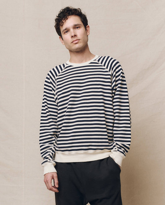 The Men's College Sweatshirt. -- Navy Sailor Stripe