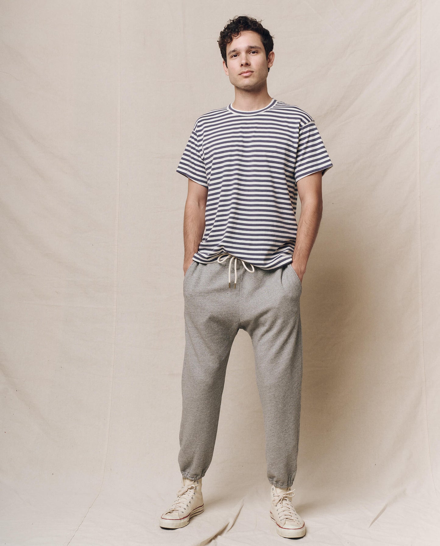 The Men's Boxy Crew. -- Vintage Blue Stripe