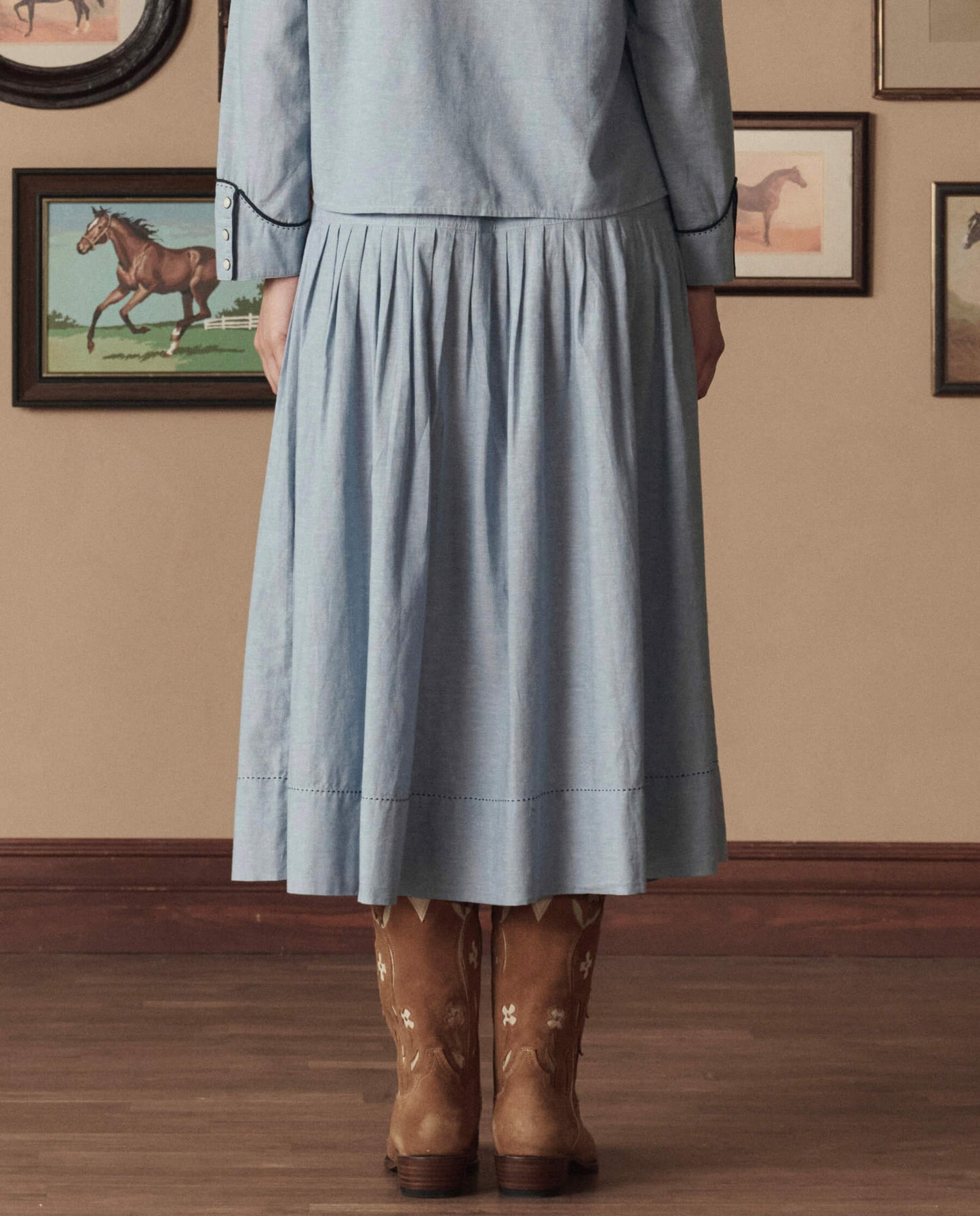 The Cowboy Boot (Suede Floral). -- Tan Floral