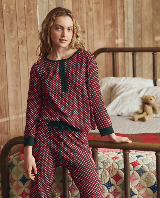 The Crop Sleep Henley. -- Daisy Tie Print