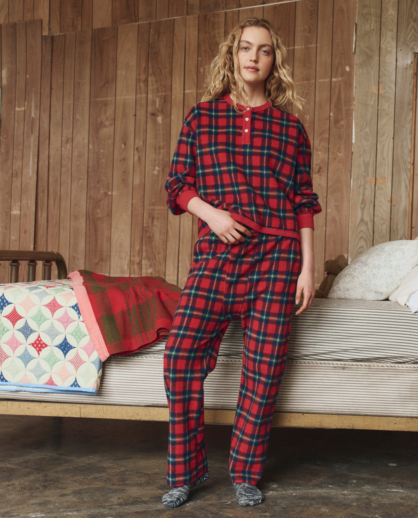 The Plush Fleece Henley Sleep Sweatshirt. -- Cedarwoods Plaid