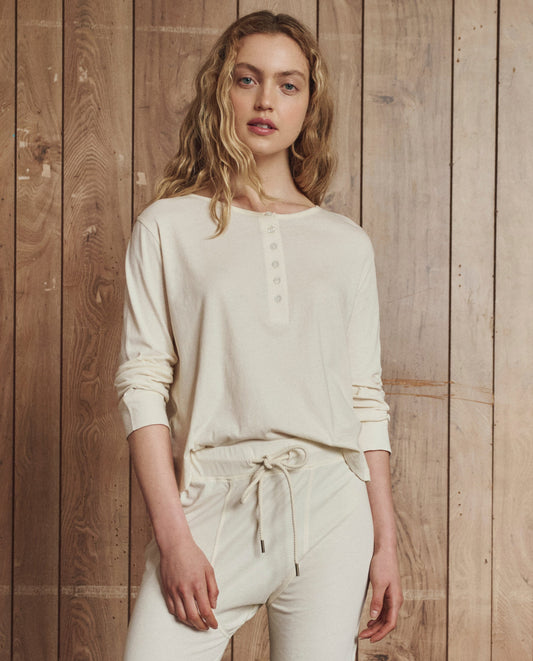 The Crop Sleep Henley.. -- Washed White