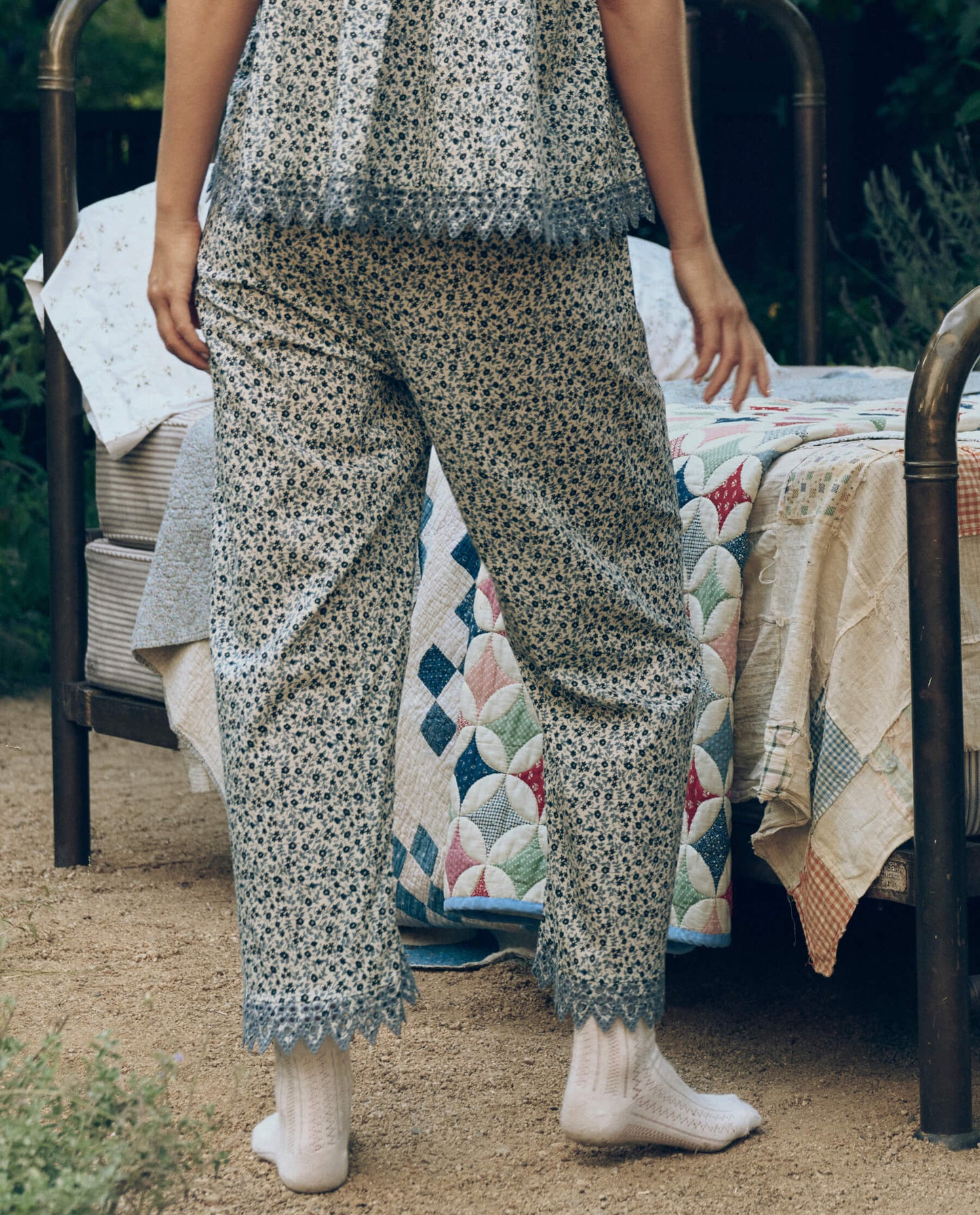 The Eyelet Easy Sleep Pant. -- Bluebell Ditsy